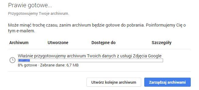 Przygotowywanie archiwum zdjęć Google+