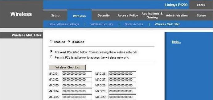 Filtrowanie MAC w routerze Linksys