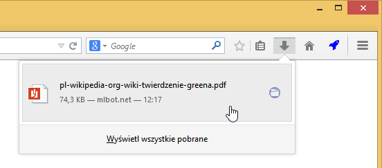 Pobieranie pliku PDF z zapisaną stroną