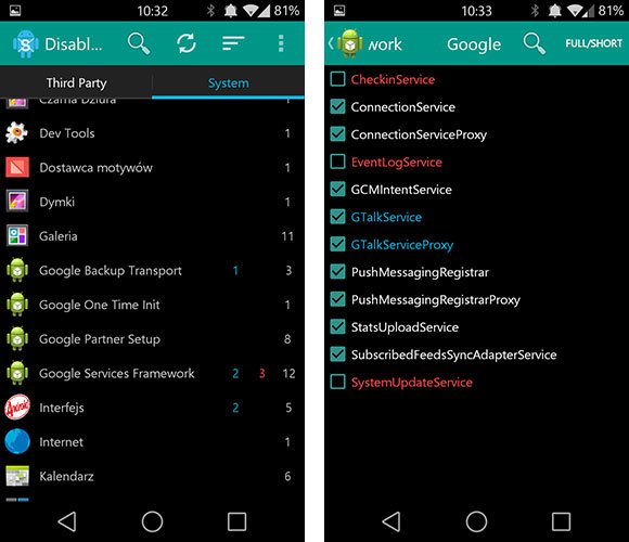 Wyłączanie usługi odpowiedzialnej za aktualizacje Androida