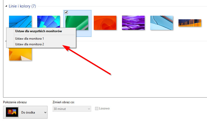 Ustawianie tapety dla określonego monitora