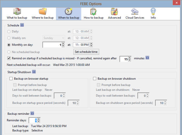 FEBE - When to backup