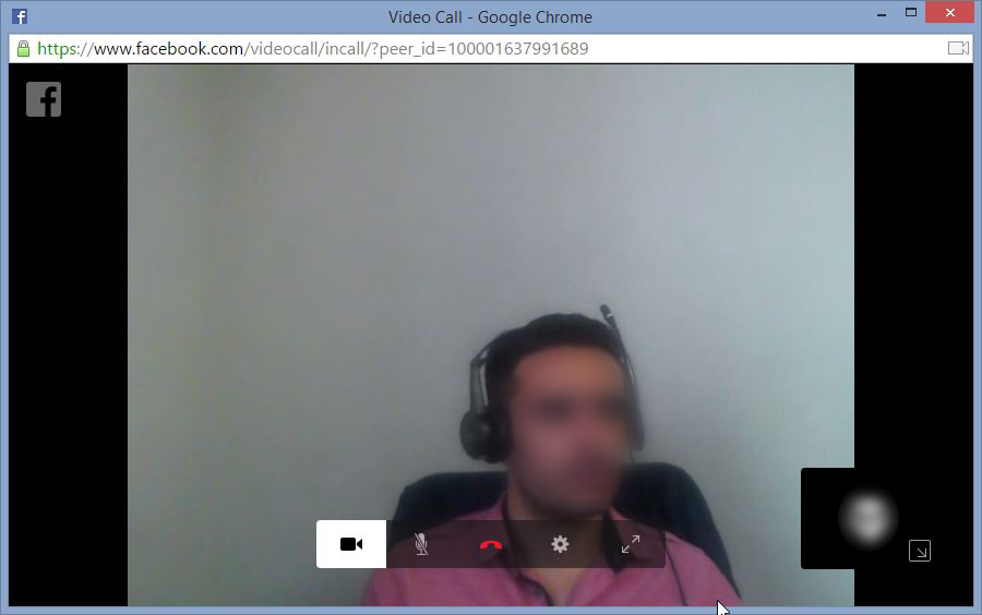 Okno rozmowy wideo na Facebooku