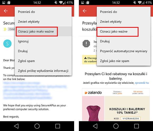 Oznaczanie wiadomości jako ważne lub mało ważne w Gmailu