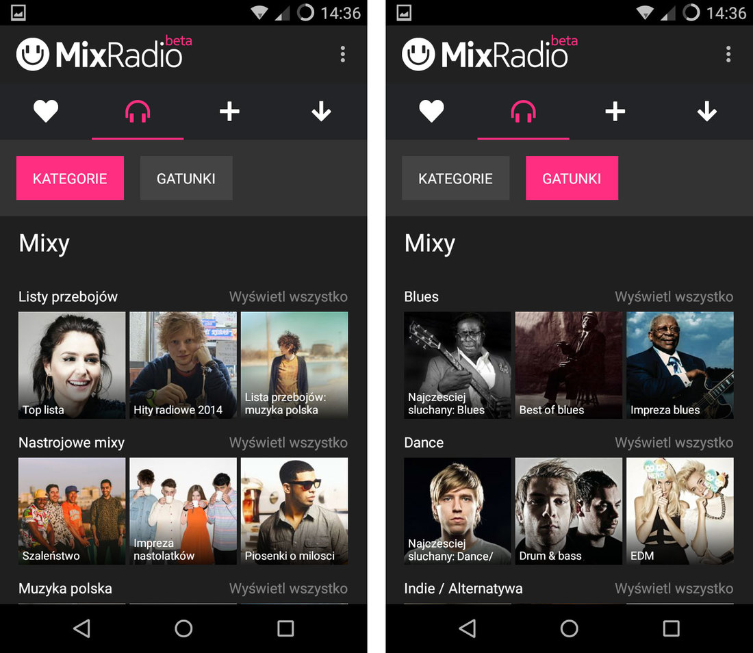 Przeglądanie innych mixów w MixRadio