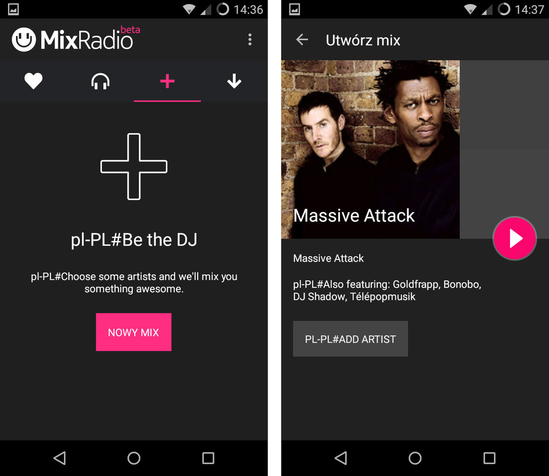 Tworzenie własnego mixu w MixRadio