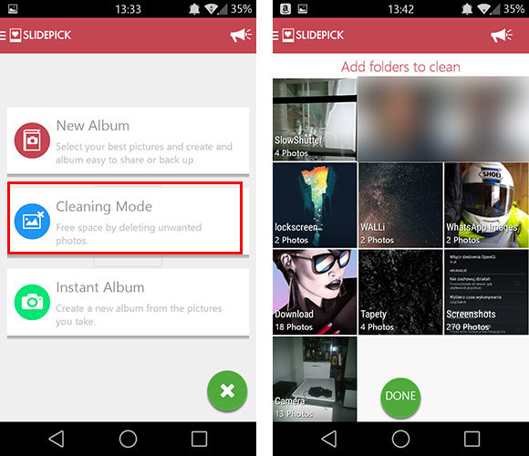 Wybieranie albumów do oczyszczenia w SlidePick