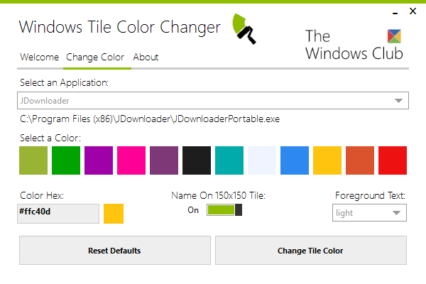 Windows Tile Color Changer