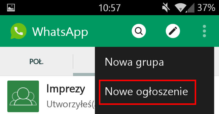 Funkcja ogłoszeń w Whatsapp