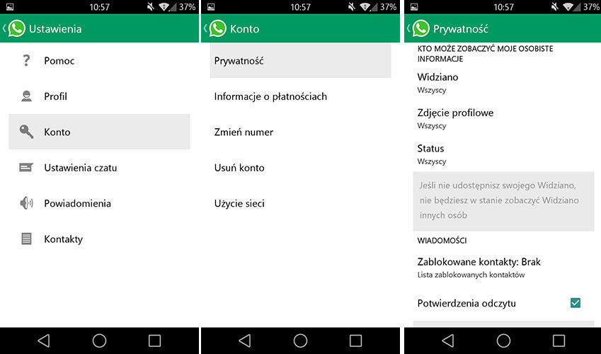 Ustawienia prywatności w Whatsapp