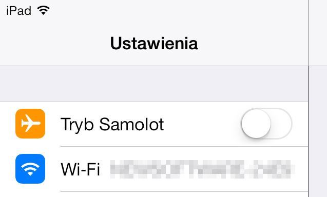 Tryb samolotowy w iPad