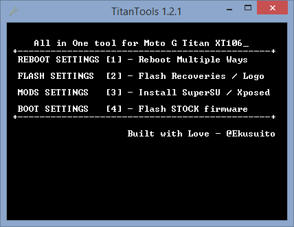 TitanTools - wybór opcji