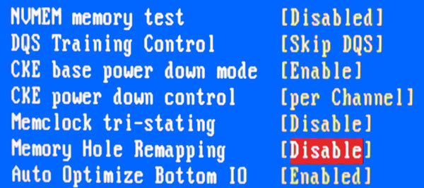 Wyłączanie funkcji Memory Remap