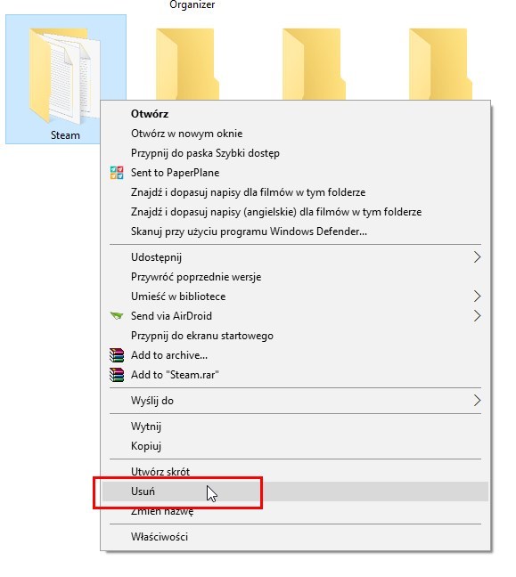 Steam - usuwanie folderu 
