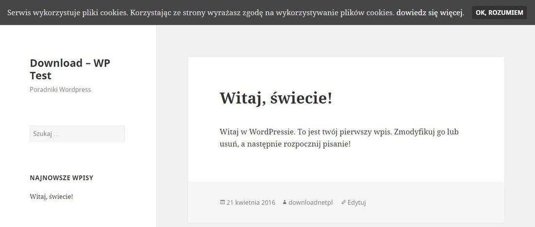 Komunikat o wykorzystaniu cookies na stronie