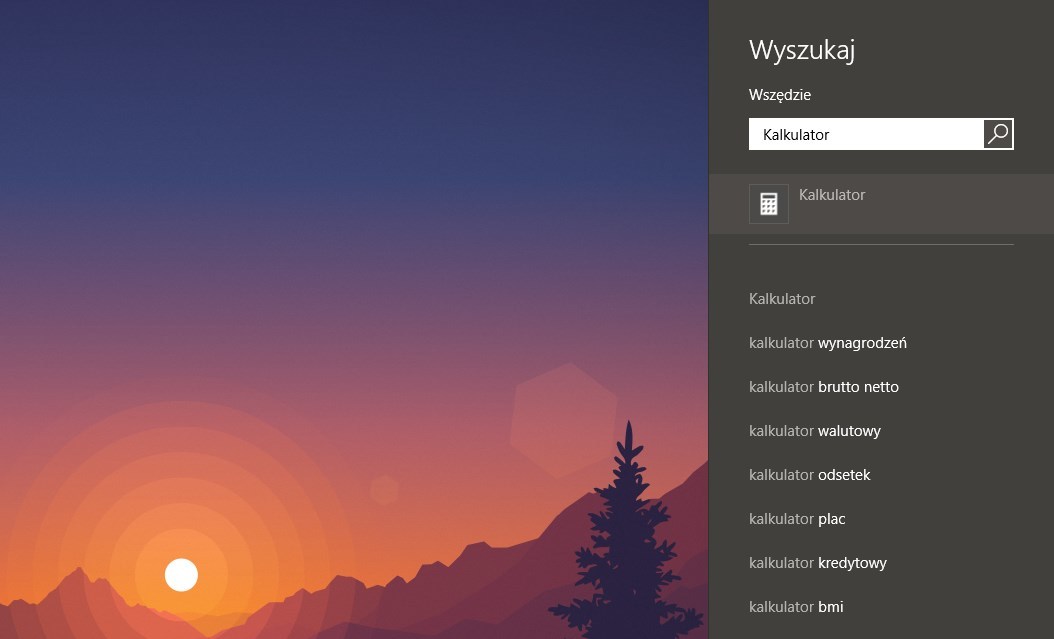 Wyszukiwarka z Windows 8 w Windows 10