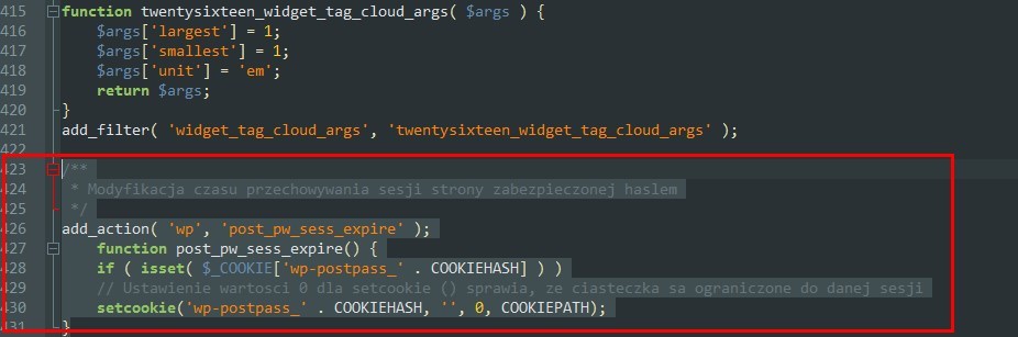 Wordpress - edycja pliku functions.php i zmiana czasu sesji