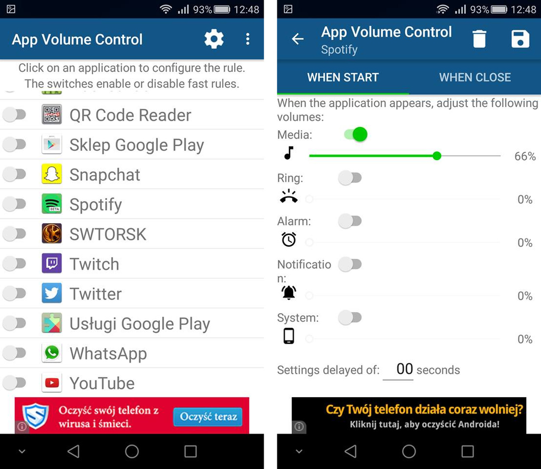 App Volume Control - ustawienia głośności