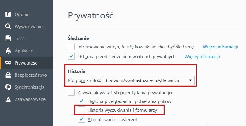 Wyłączanie autouzupełniania w Firefox