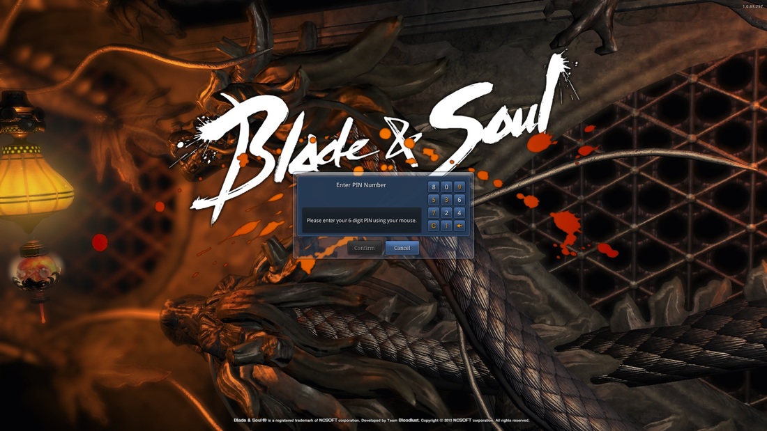 Blade & Soul - ekran wpisywania PIN