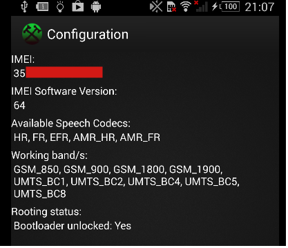 Menu serwisowe - informacje o bootloaderze