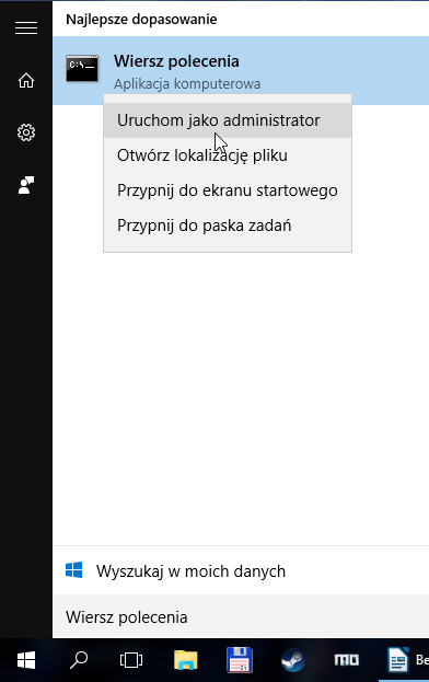 Wyszukiwarka w Windows 10 - Wiersz polecenia