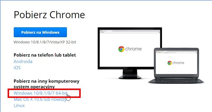 Wybór wersji Chrome