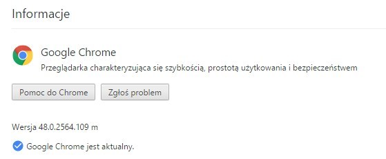 Informacje o wersji Chrome