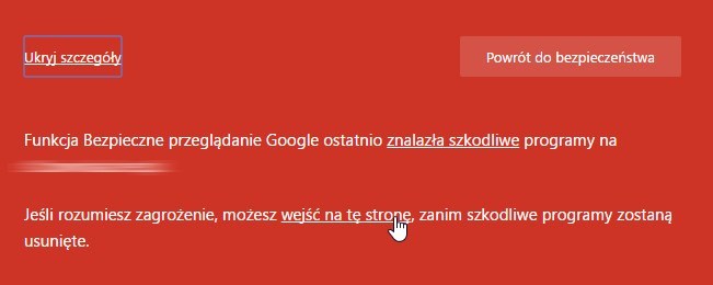 Chrome - wejście na stronę pomimo czerwonego błędu