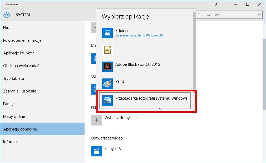 Ustawienie klasycznej przeglądarki zdjęć jako domyślnej