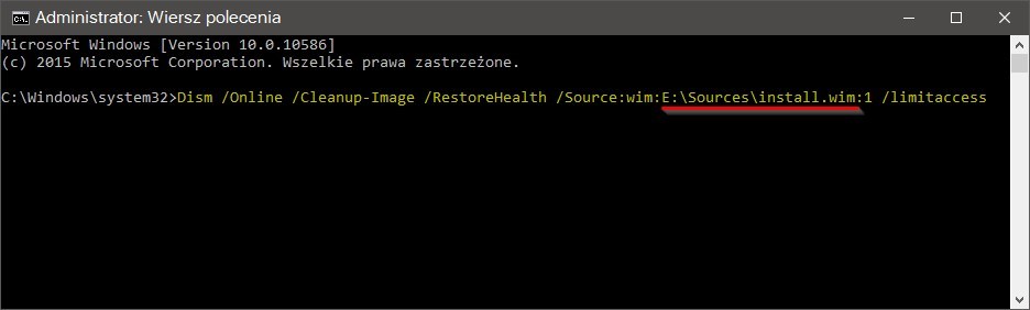 DISM z opcją RestoreHealth bez Windows Update