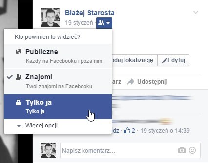 Facebook - zmiana widoczności zdjęcia profilowego