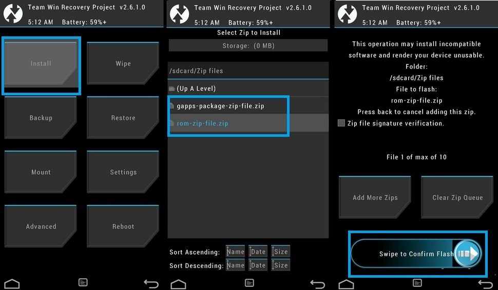 TWRP - instalacja ROMu