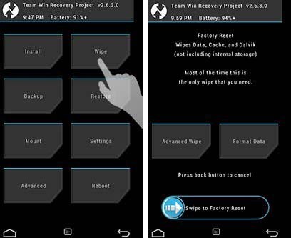 TWRP - czyszczenie danych