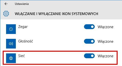 Włączanie ikon systemowych