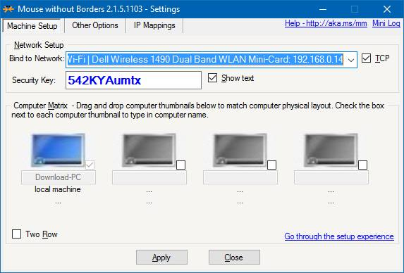 Mouse without Borders - Security Key i nazwa komputera
