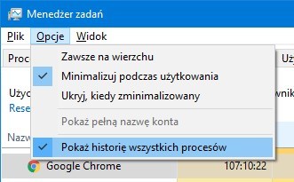 Pokaż historię wszystkich procesów