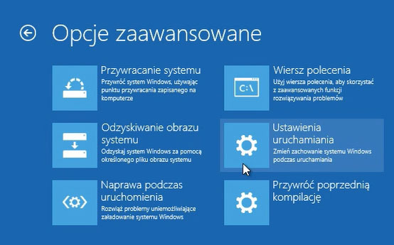 Opcje zaawansowane uruchamiania systemu Windows