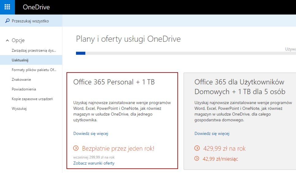 Promocja na rok - Office 365 i 1TB