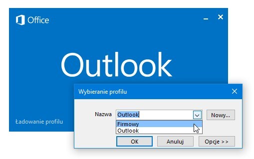 Oddzielne profile w Outlooku - wybór przy każdym uruchomieniu