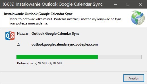 Instalacja Outlook Google Calendar Sync