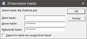 Ustawianie hasła dla profilu Outlook