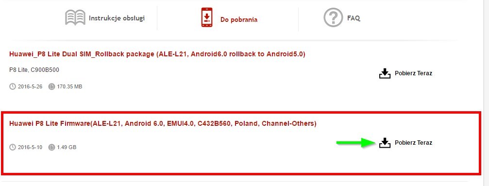 P8 Lite - pobieranie aktualizacji