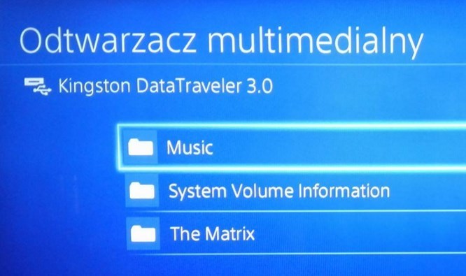 Zawartość pendrive w odtwarzaczu multimedialnym PS4