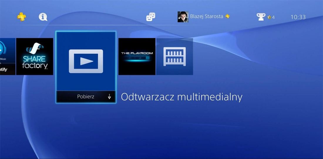 Odtwarzanie filmów i muzyki na PS4