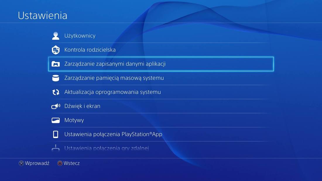 Ustawienia PS4