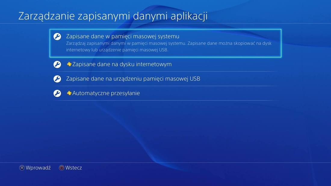 Zarządzanie danymi PS4