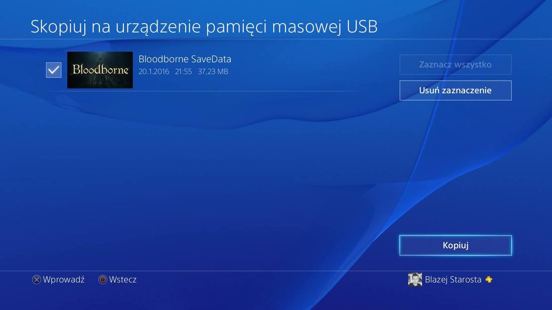 Kopiowanie save'ów z konsoli PS4 na USB