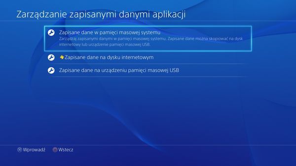 Zarządzanie danymi aplikacji w PS4