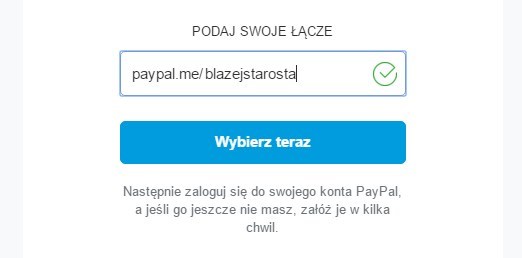 PayPal.me - wybór adresu 